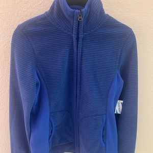 Old Navy Blue Striped Zip Up Fleece Jacket